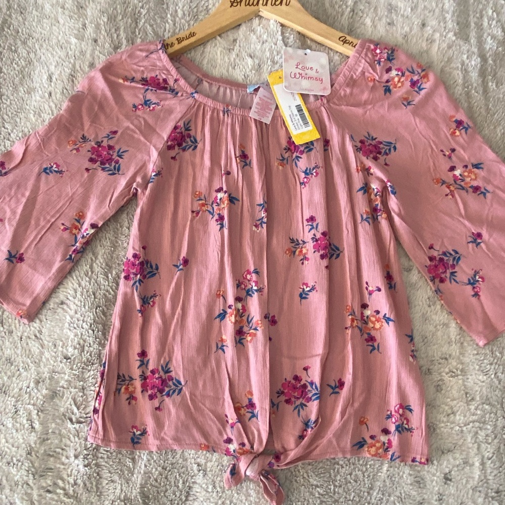 Girls brand new pink floral shirt size 10